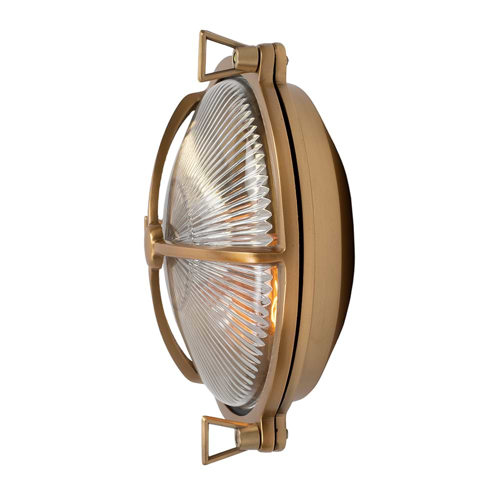 Soho Lighting Carlisle Trine IP65 Outdoor & Bathroom Lacquered Solid Brass Prismatic Glass Wall Light
