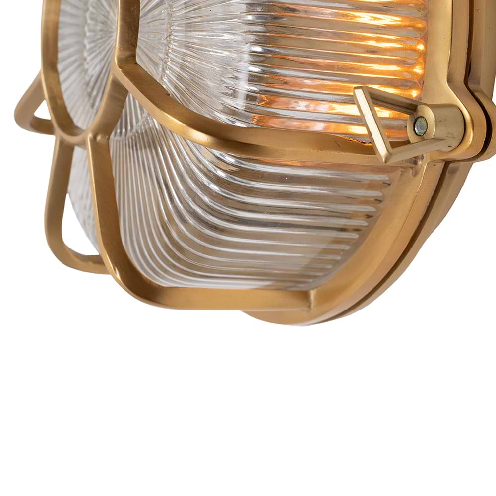 Soho Lighting Carlisle Web Prismatic Glass IP65 Outdoor & Bathroom Lacquered Solid Brass Bulkhead Wall Light
