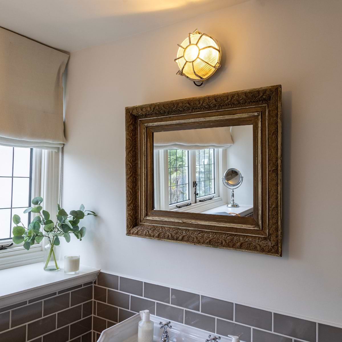 Soho Lighting Carlisle Web Prismatic Glass IP65 Outdoor & Bathroom Nickel Bulkhead Wall Light