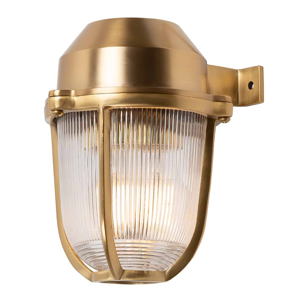 Soho Lighting Hopkin IP65 Outdoor & Bathroom Prismatic Glass Lacquered Solid Brass Wall Light