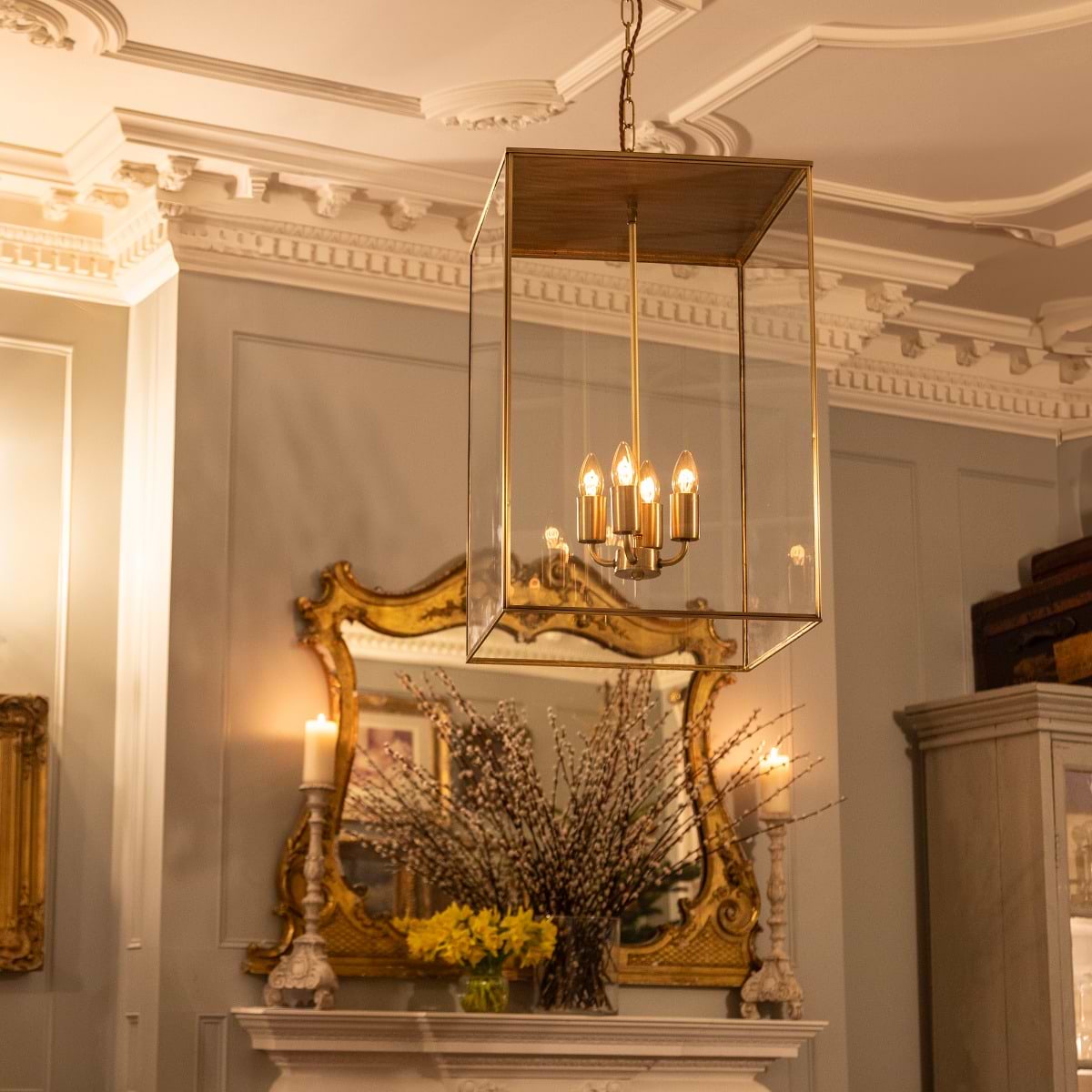 Soho Lighting Langdon Lantern Pendant Large Brass