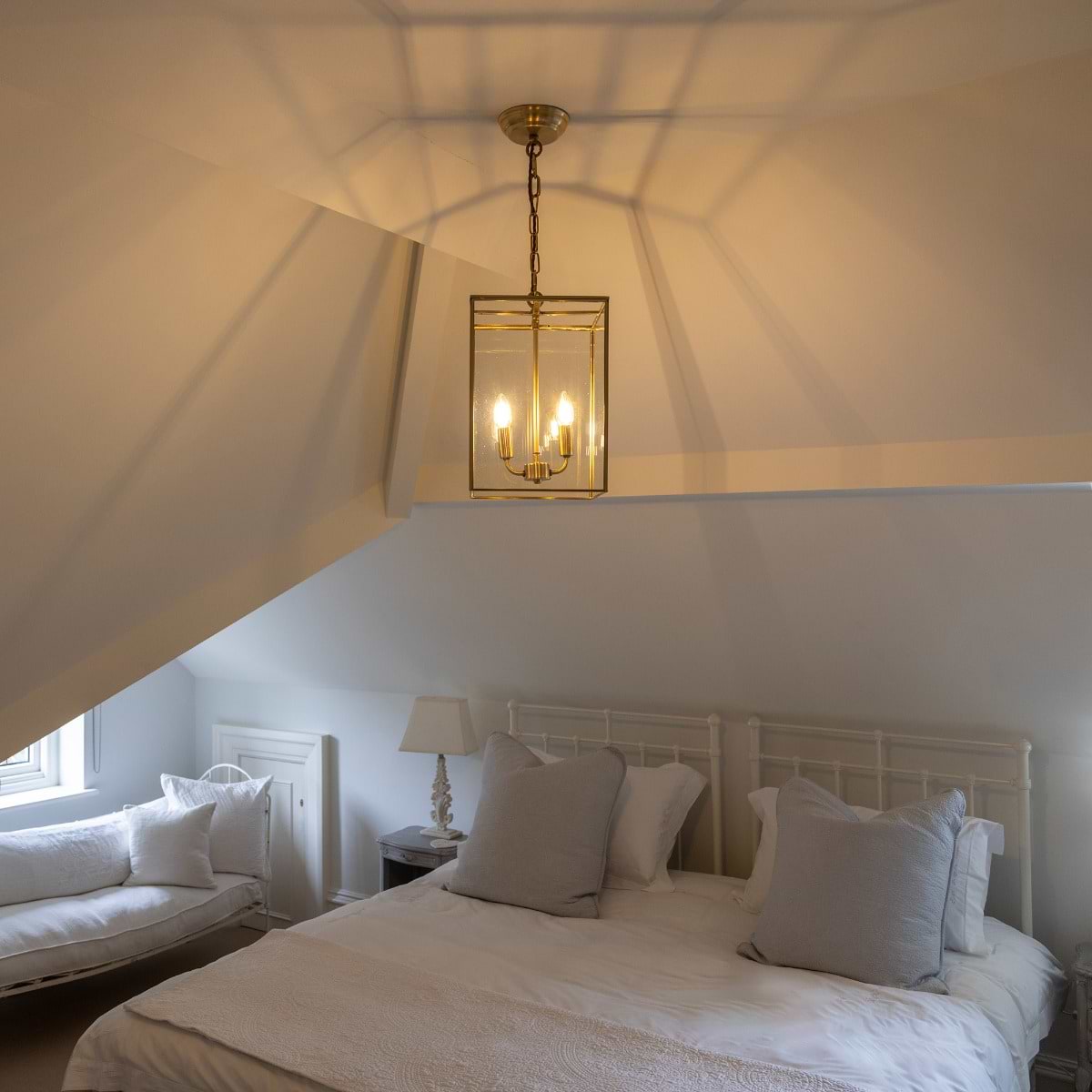 Soho Lighting London Lantern Pendant Crossbar Small Brass