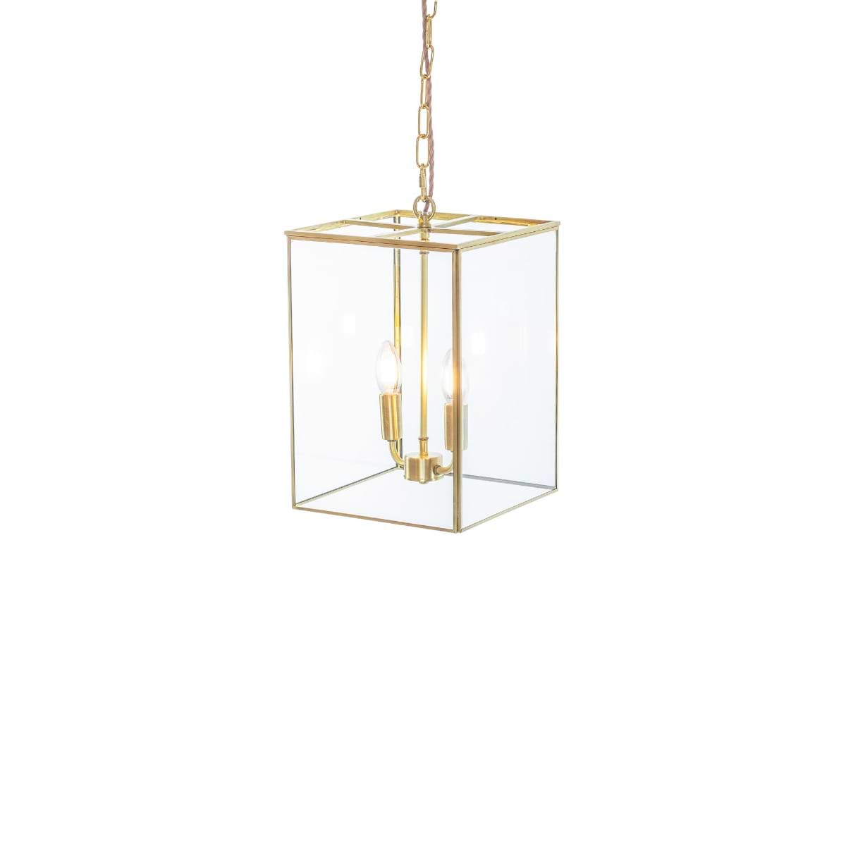 Soho Lighting London Lantern Pendant Crossbar Small Brass