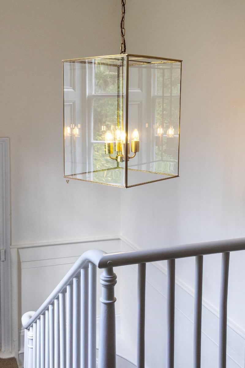 Soho Lighting London Lantern Pendant Crossbar Large Brass