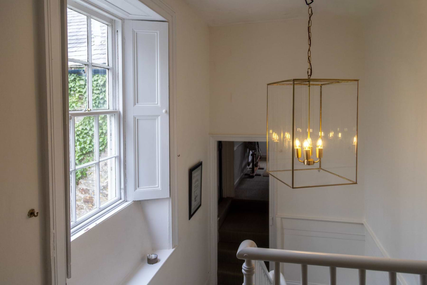 Soho Lighting London Lantern Pendant Crossbar Large Brass