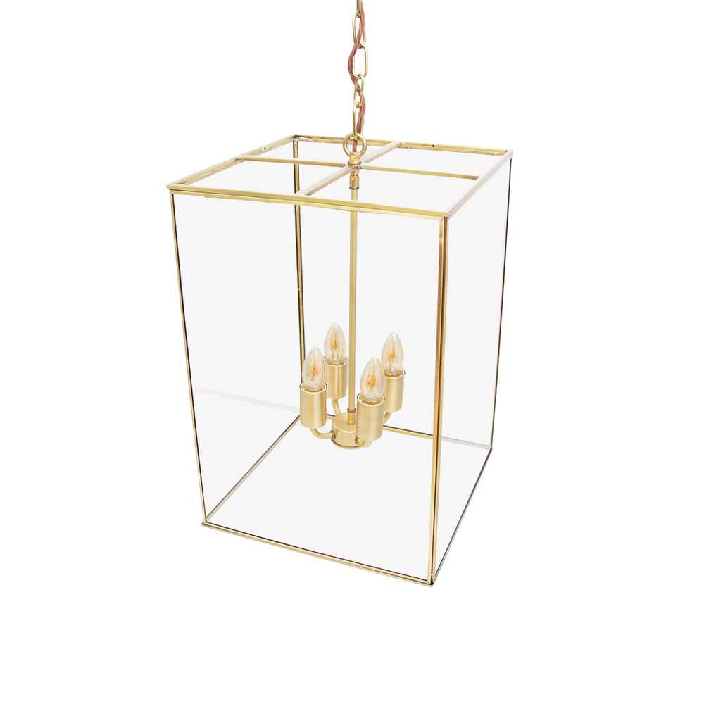 Soho Lighting London Lantern Pendant Light Crossbar Medium Brass