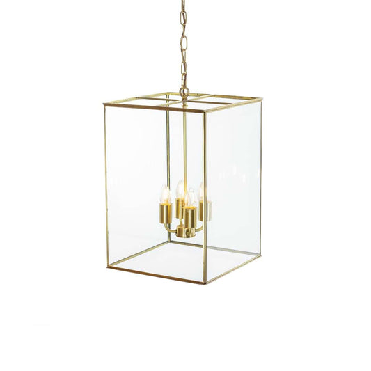 Soho Lighting London Lantern Pendant Light Crossbar Medium Brass