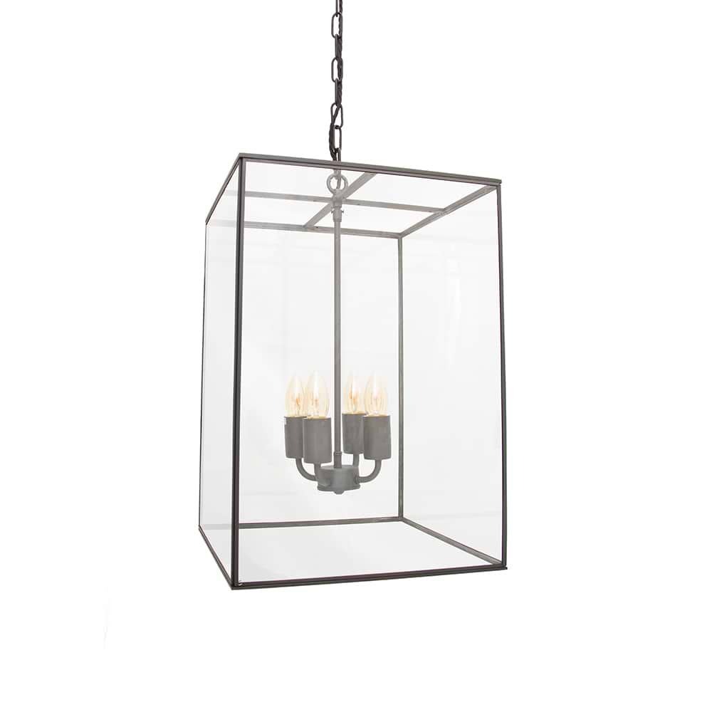 Soho Lighting London Lantern Pendant Light Crossbar Medium Matt Black Brass