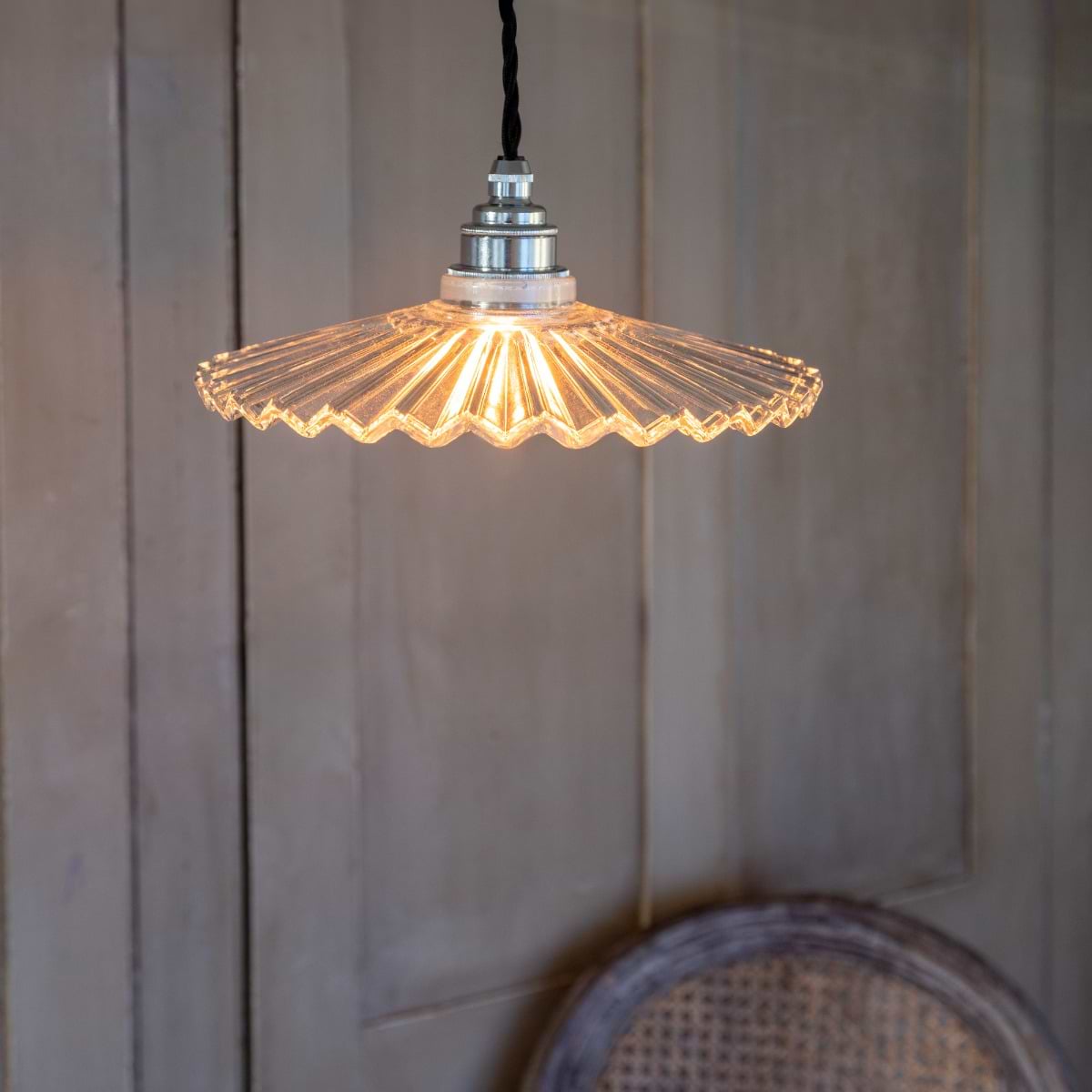 Fluted Fan Glass Pendant Light