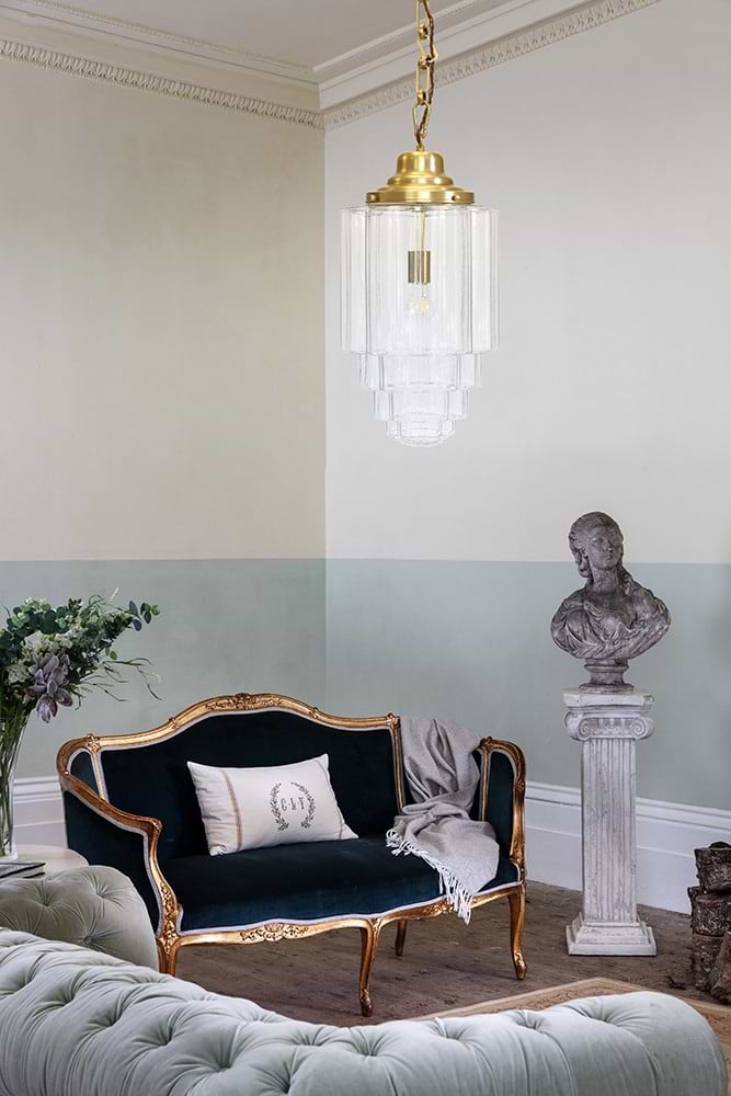 Soho Lighting Glasshouse Lacquered Brass Clear Pendant Light - The Schoolhouse Collection