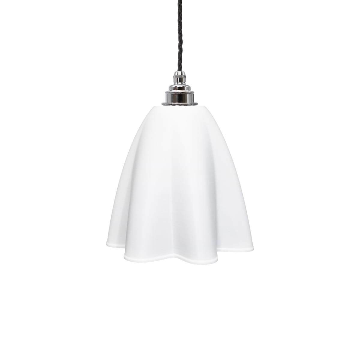 Soft White Fluted Cloth Pendant Light