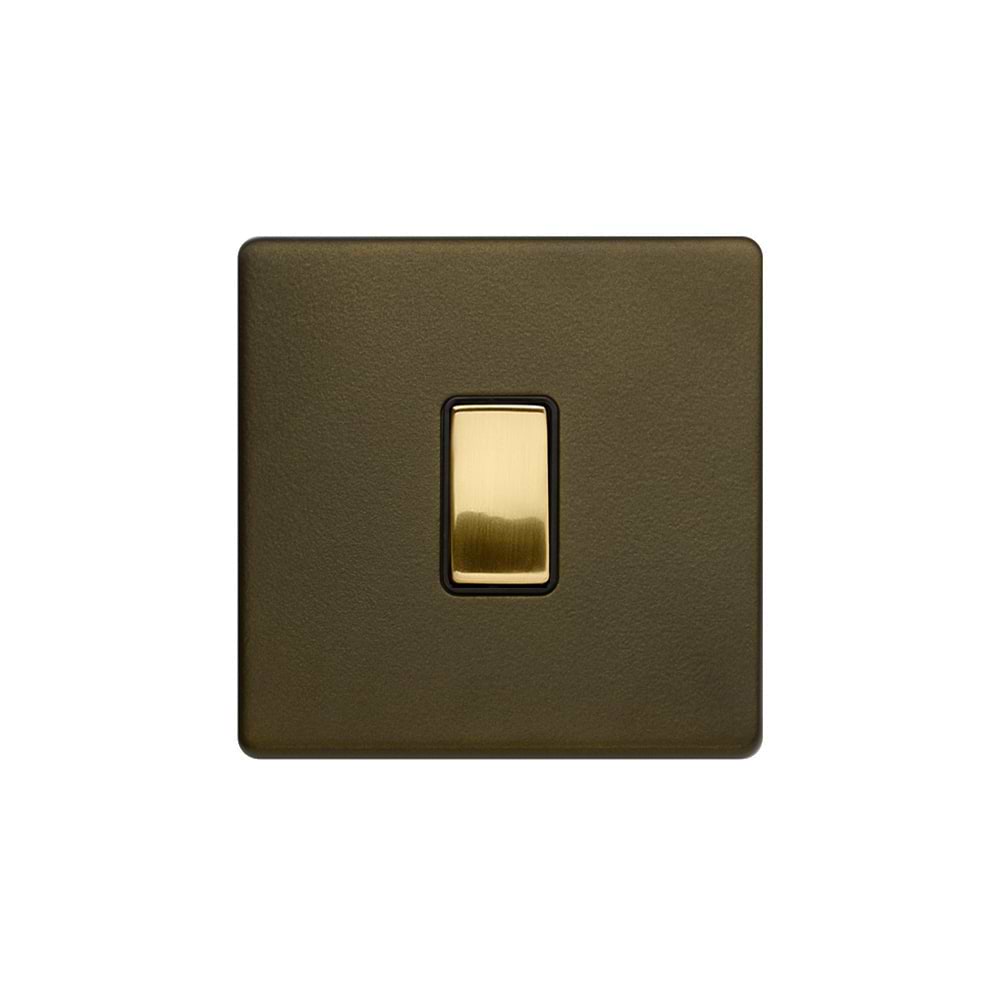 Soho Lighting Bronze & Brushed Brass 10A 1 Gang Intermediate Switch Black Inserts Screwless