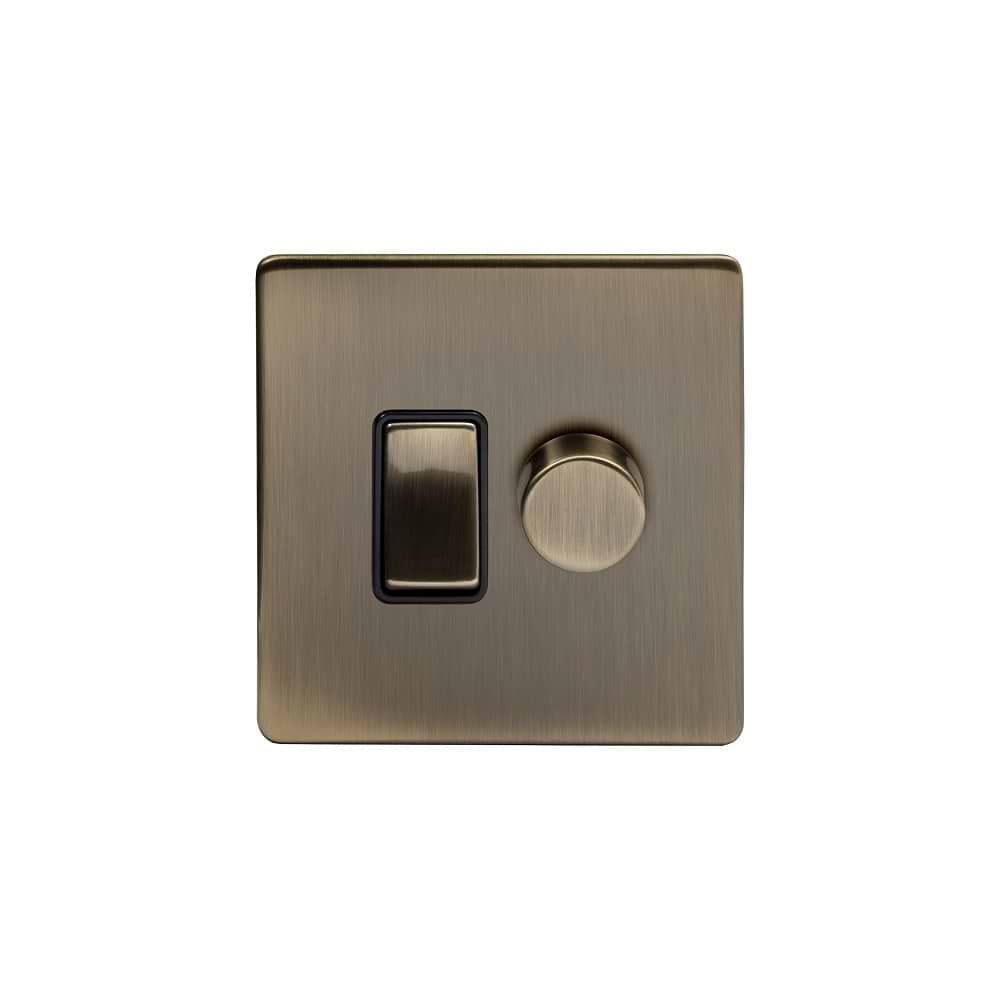 The Charterhouse Collection Dimmer and Rocker Switch Combo (2-Way Switch & 2-Way Intelligent Dimmer) Antique Brass