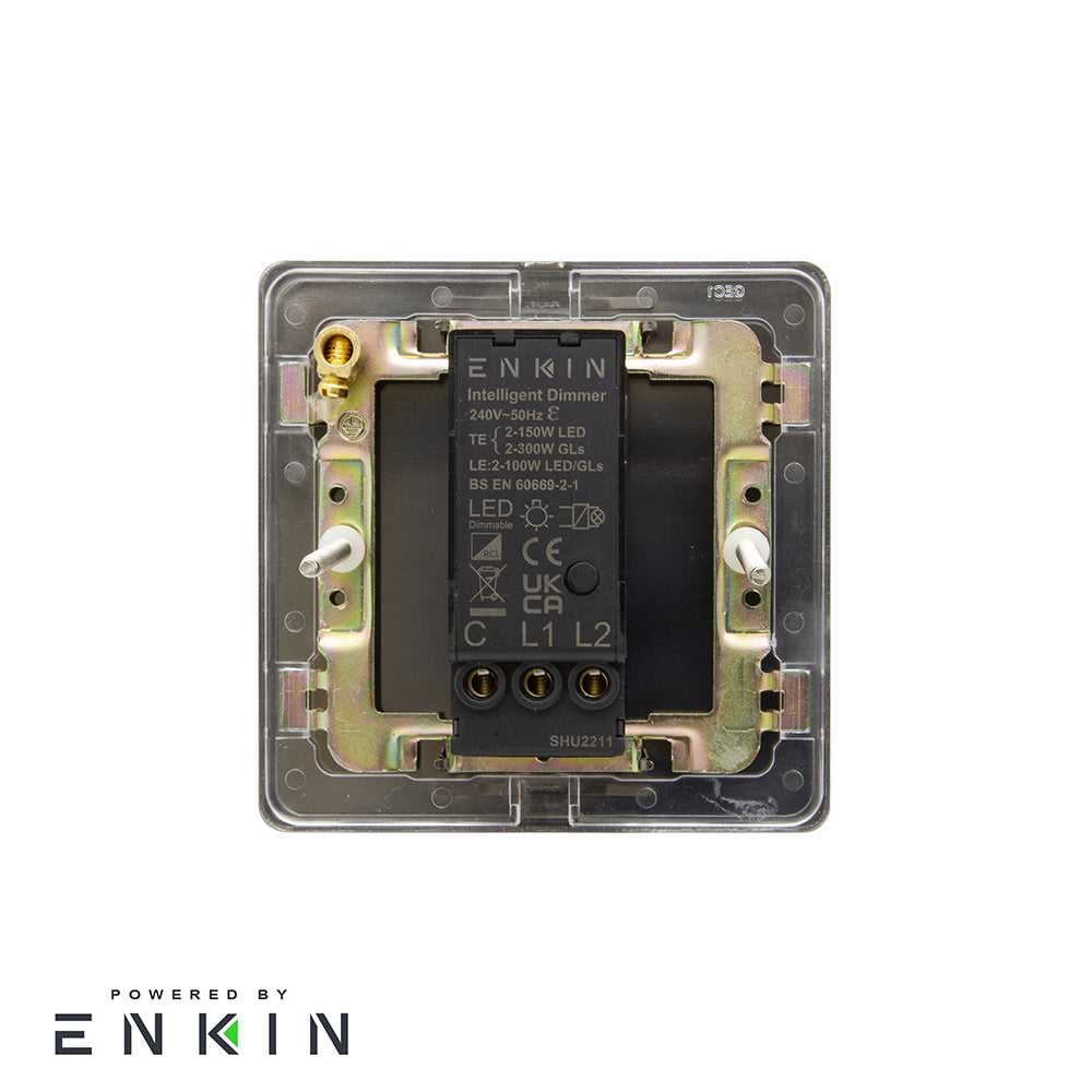 Soho Lighting Matt Black and Antique Brass 1 Gang 2 -Way Intelligent Dimmer 150W LED (300W Halogen/Incandescent)