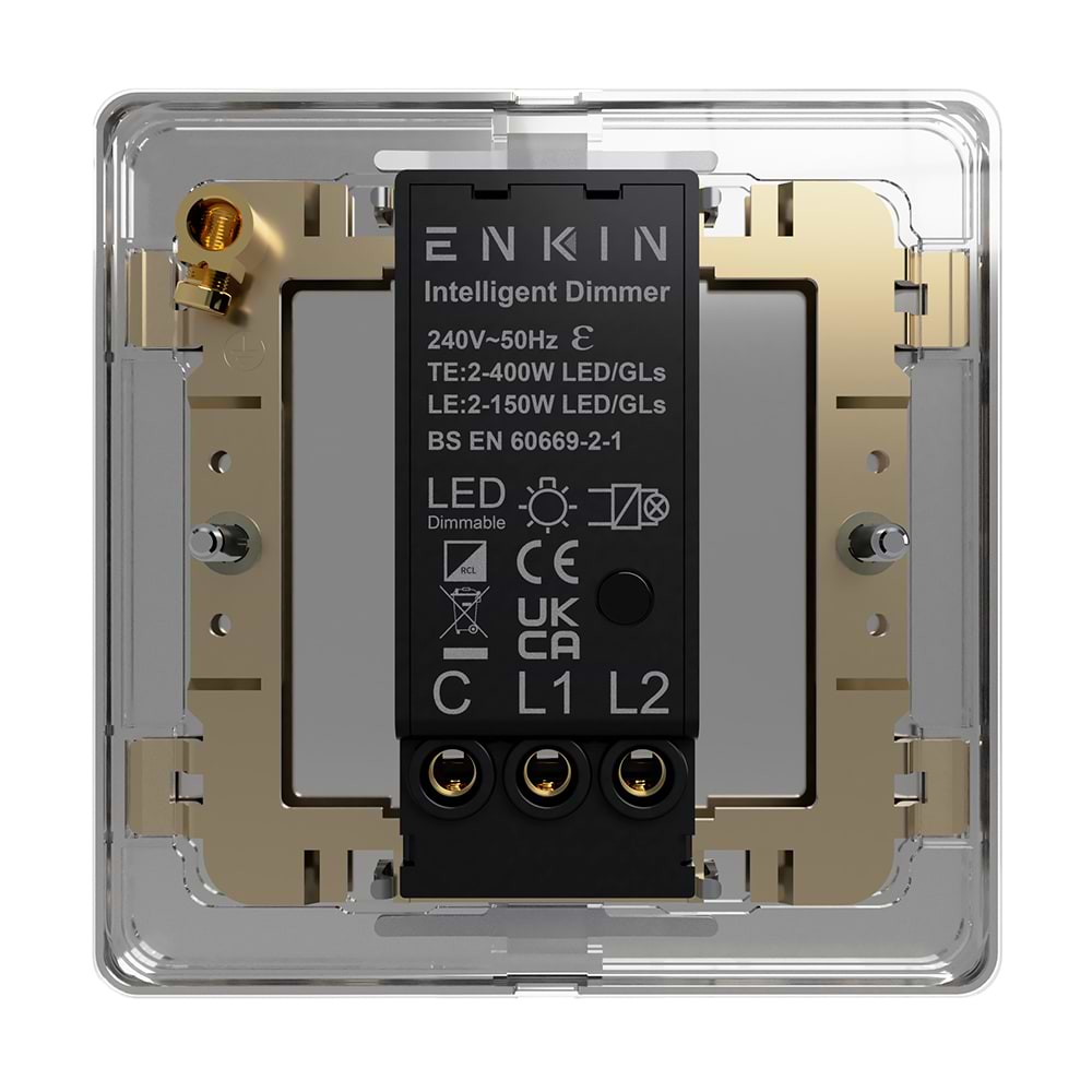 The Connaught Collection Flat Plate Black Nickel 1 Gang 400W LED Dimmer Switch