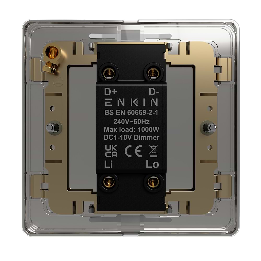 The Finsbury Collection Flat Plate Polished Chrome 1 Gang 1000W DC1-10V Dimmer Switch