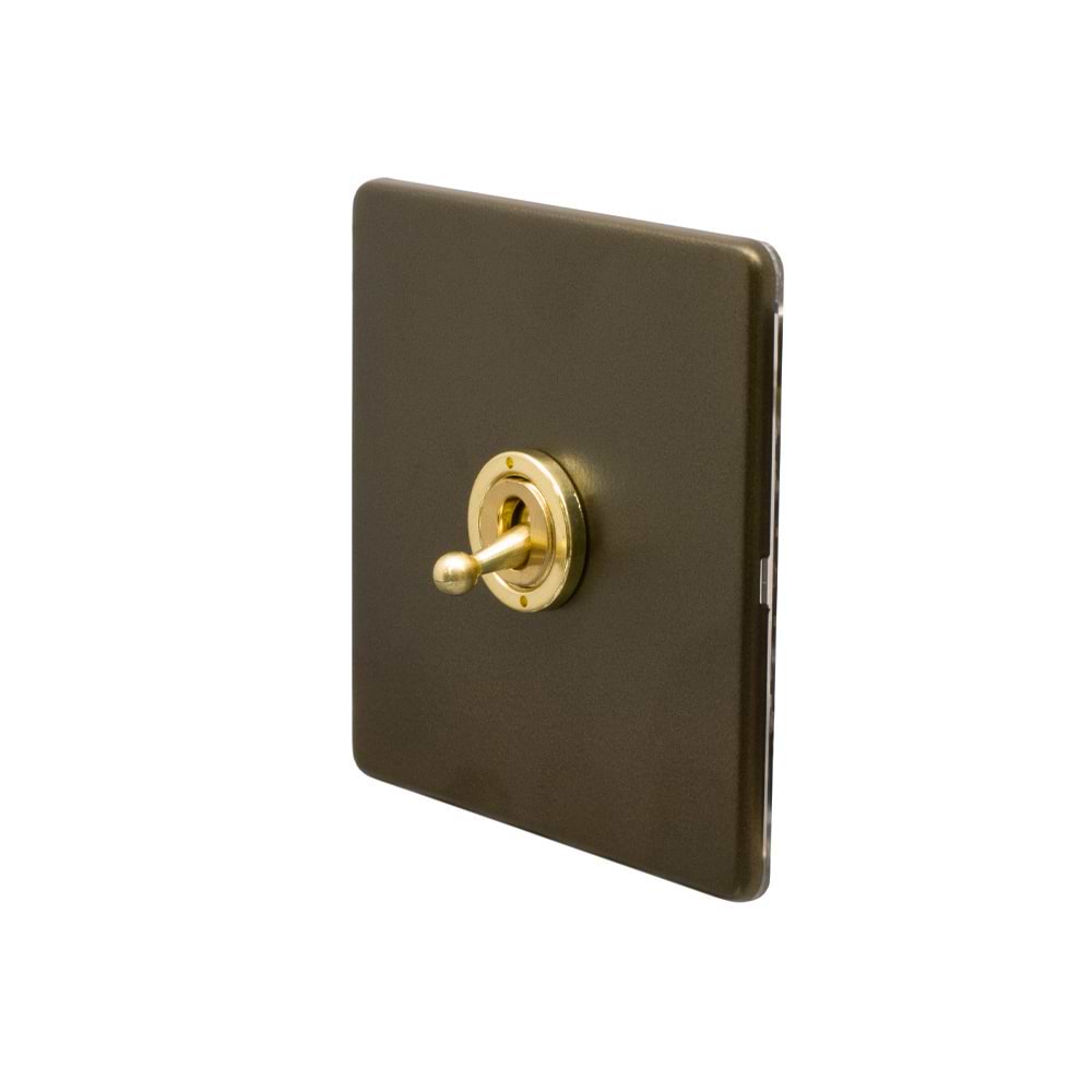 Soho Lighting Bronze & Brushed Brass 20A 1 Gang 2 Way Toggle Switch Screwless