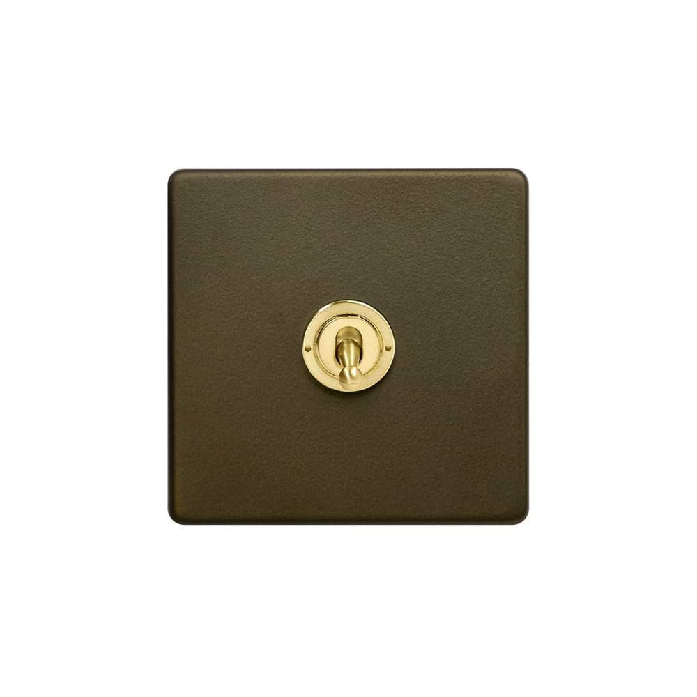 Soho Lighting Bronze & Brushed Brass 20A 1 Gang Intermediate Toggle Screwless