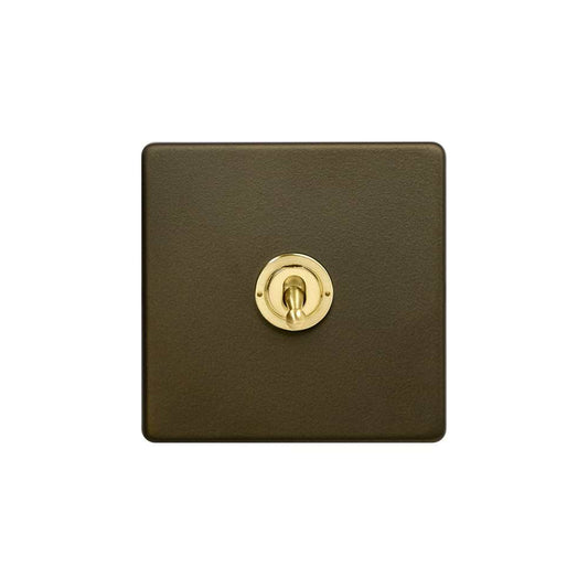 Soho Lighting Bronze & Brushed Brass 20A 1 Gang Intermediate Toggle Screwless