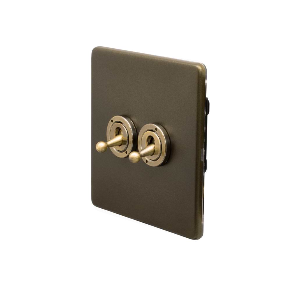 The Eton Collection Bronze 20A 2 Gang 2 Way Toggle Switch Screwless