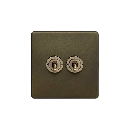 The Eton Collection Bronze 20A 2 Gang Intermediate Toggle Screwless