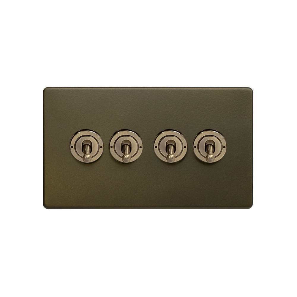 The Eton Collection Bronze 20A 4 Gang Intermediate Toggle Screwless