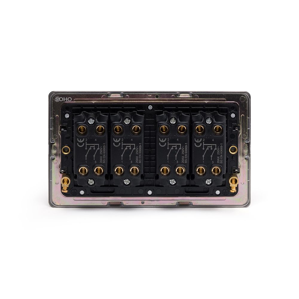 The Connaught Collection Black Nickel 4 Gang Intermediate Toggle Switch Screwless