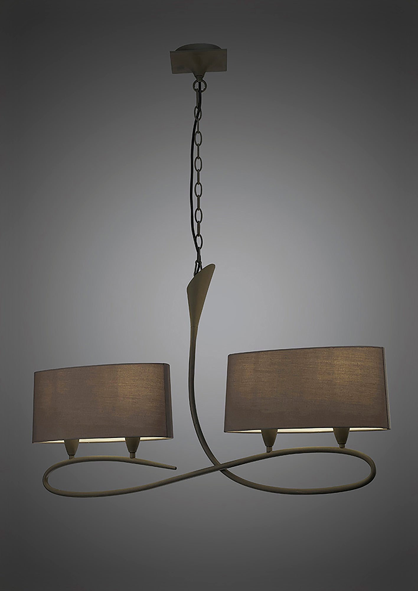 Lua Linear Pendant 2 Arm 4 Light E27, Ash Grey With Ash Grey Shades by Mantra