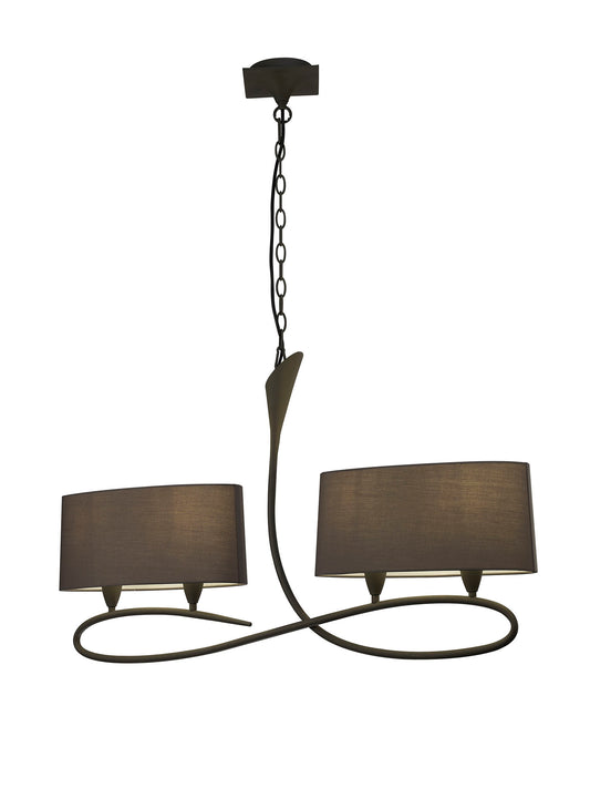 Lua Linear Pendant 2 Arm 4 Light E27, Ash Grey With Ash Grey Shades by Mantra