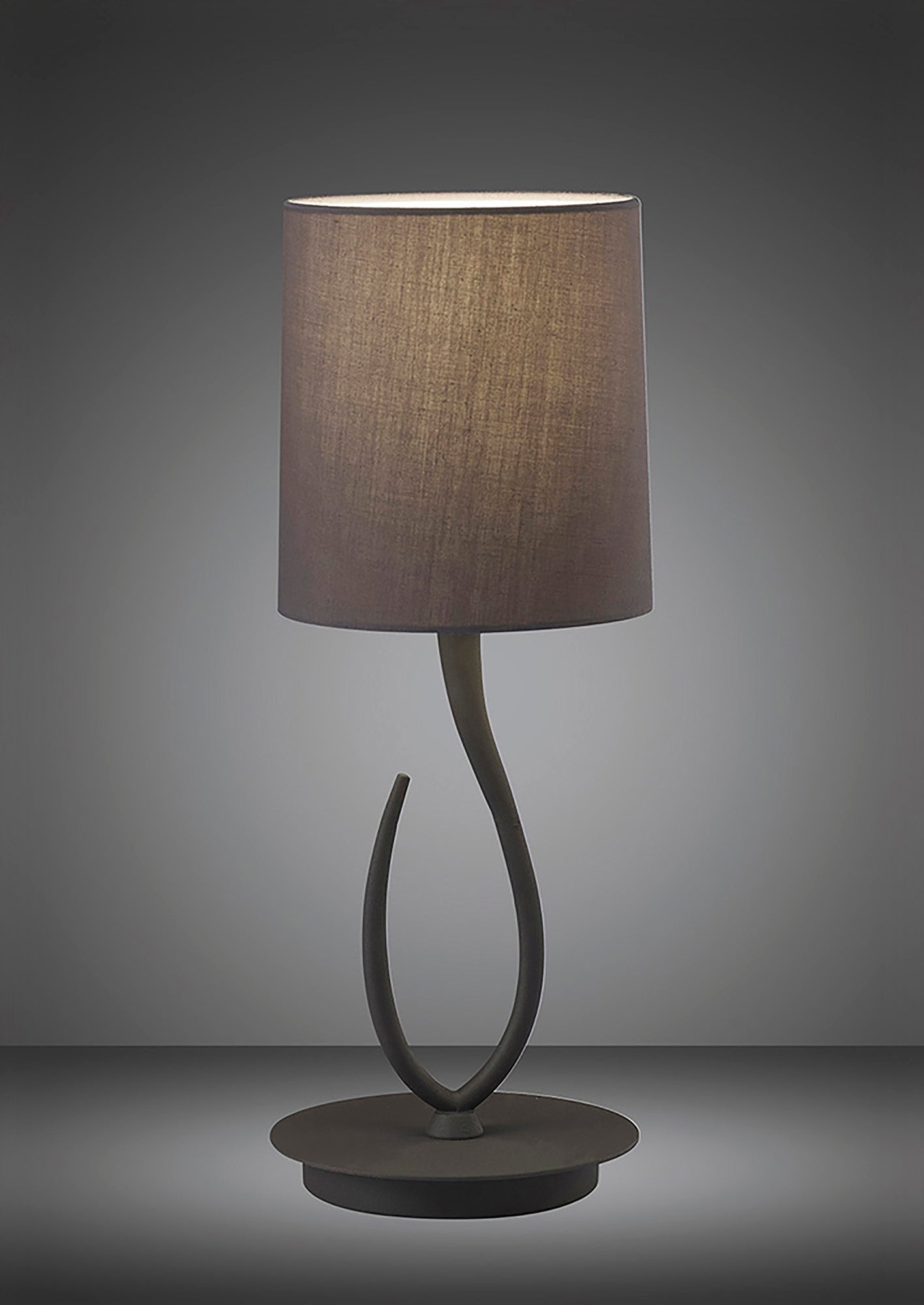 Lua Table Lamp 1 Light E27, Small Ash Grey With Ash Grey Shade by Mantra