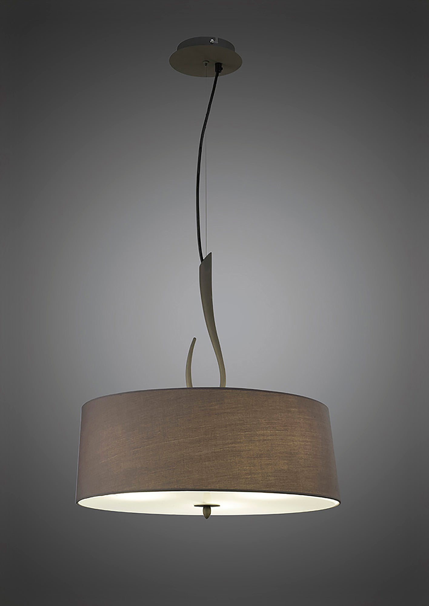 Lua Single Pendant 3 Light E27, Ash Grey With Ash Grey Shade by Mantra