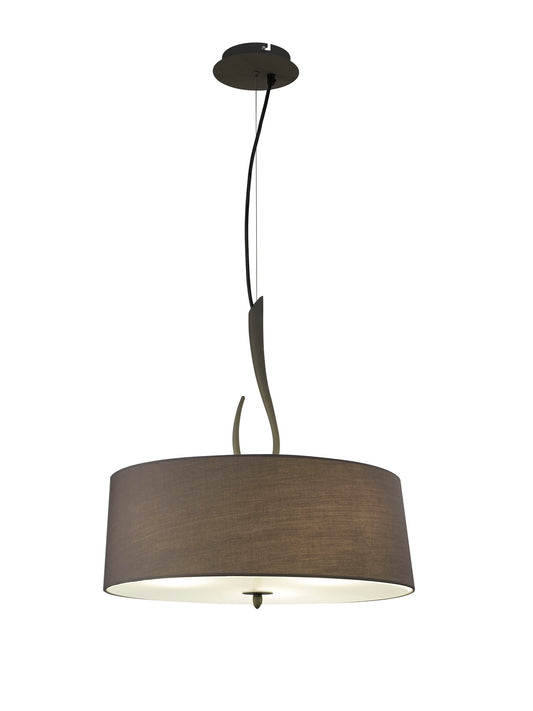 Lua Single Pendant 3 Light E27, Ash Grey With Ash Grey Shade by Mantra