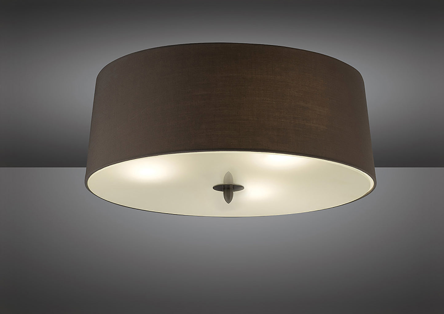 Lua Flush Ceiling 3 Light E27, Ash Grey With Ash Grey Shade by Mantra