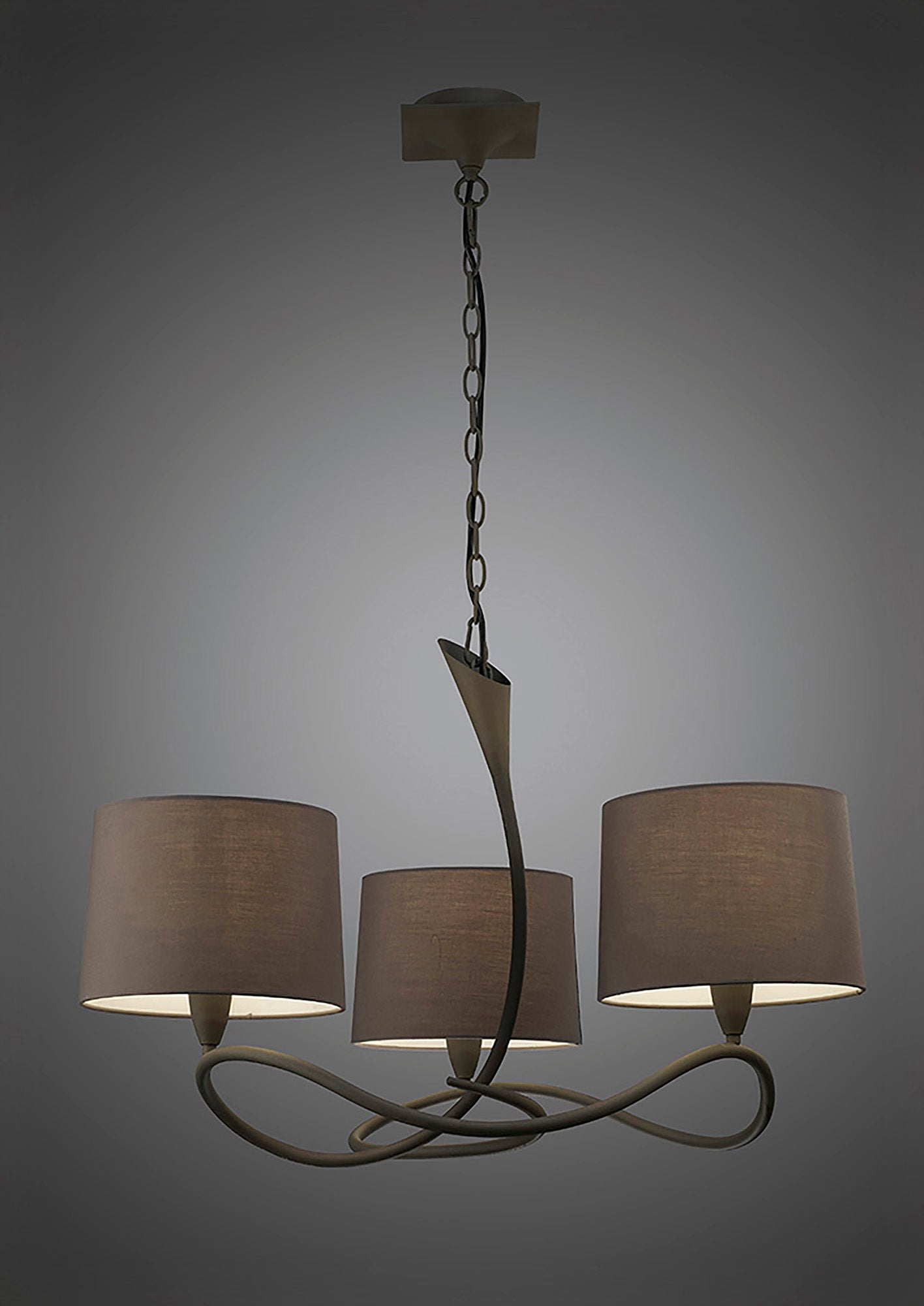 Lua Pendant 3 Arm Light E27, Ash Grey With Ash Grey Shades by Mantra