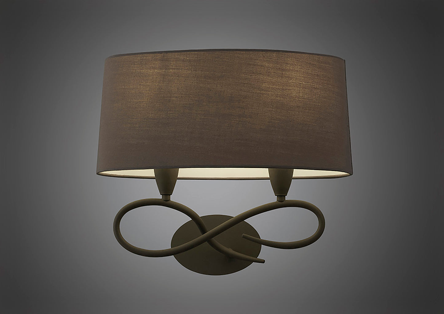 Lua Wall Lamp 2 Light E27, Ash Grey With Ash Grey Shade by Mantra