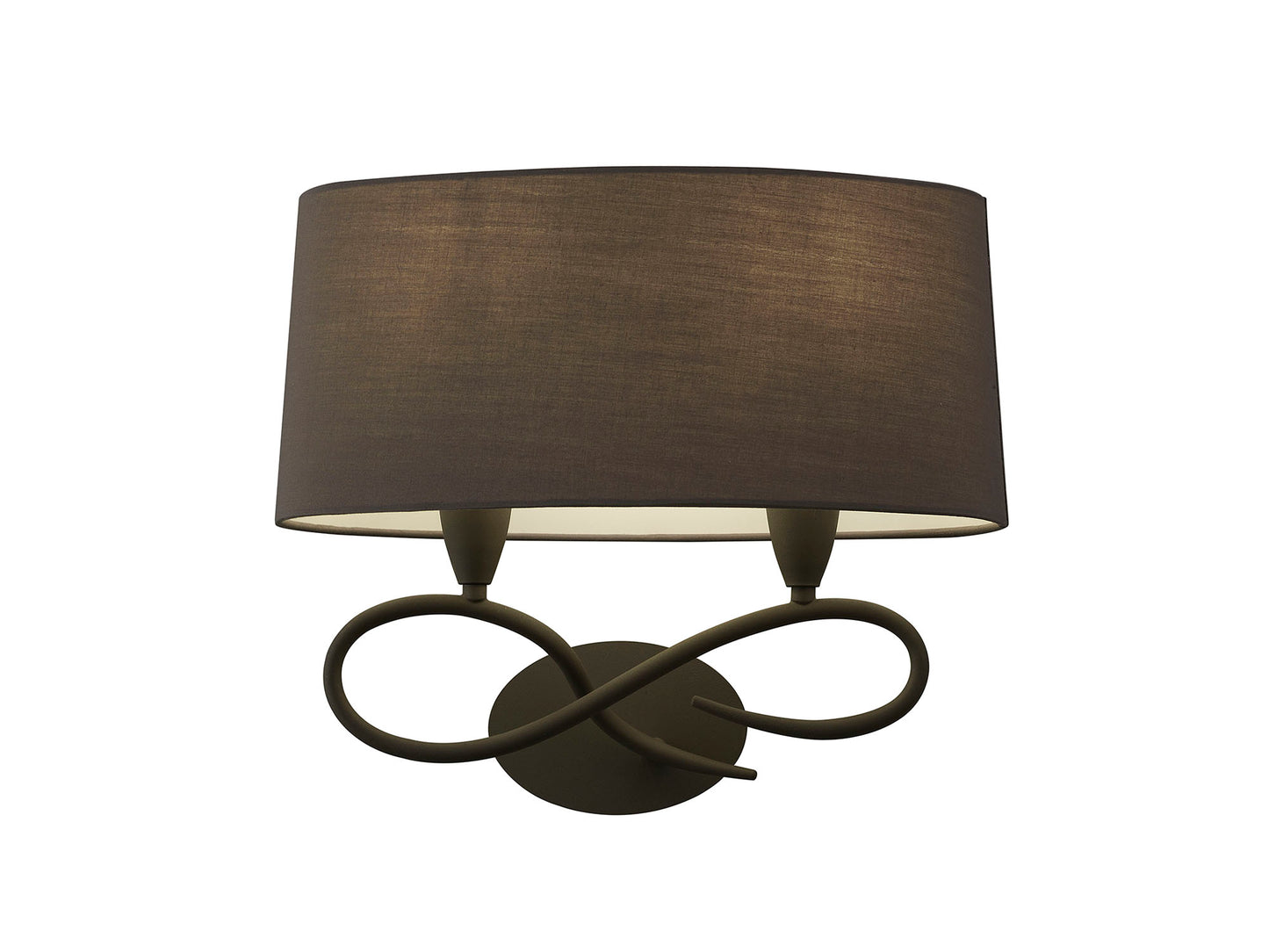 Lua Wall Lamp 2 Light E27, Ash Grey With Ash Grey Shade by Mantra