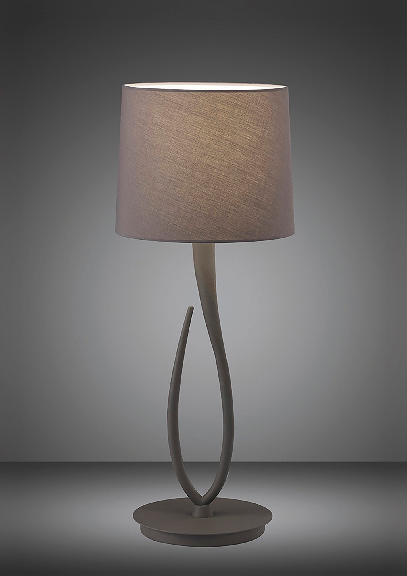 Lua Table Lamp 1 Light E27, Large Ash Grey With Ash Grey Shade by Mantra