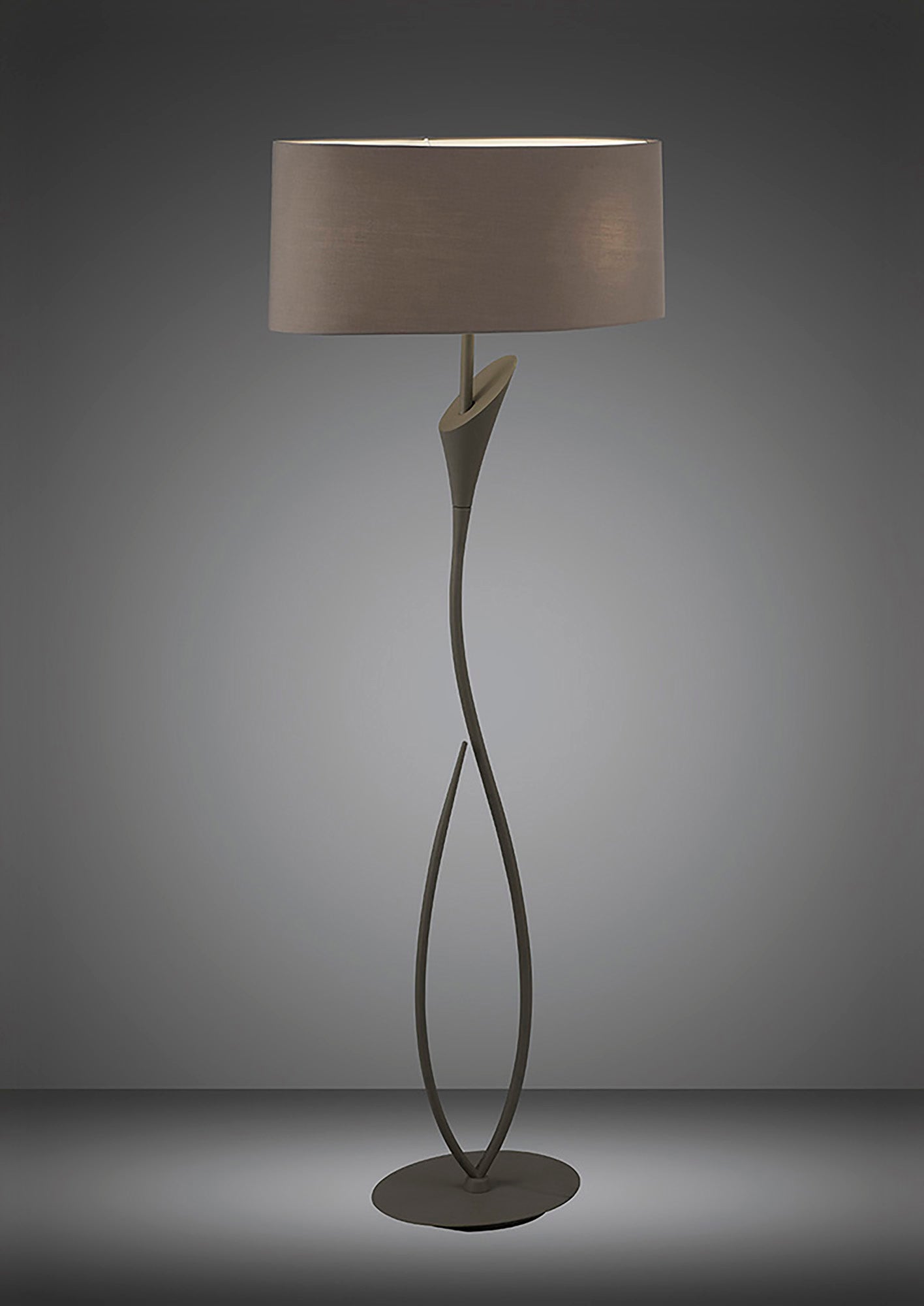 Lua Floor Lamp 2 Light E27, Ash Grey With Ash Grey Shade by Mantra