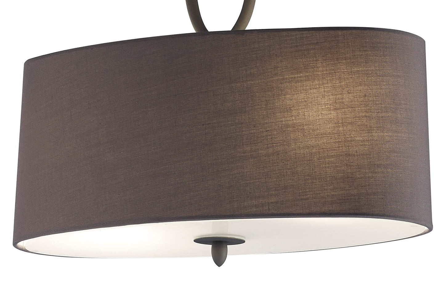 Lua Oval Semi Flush 2 Light E27, Ash Grey With Ash Grey Shade by Mantra