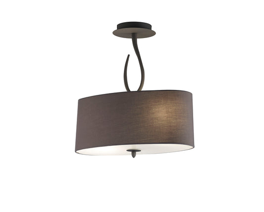 Lua Oval Semi Flush 2 Light E27, Ash Grey With Ash Grey Shade by Mantra