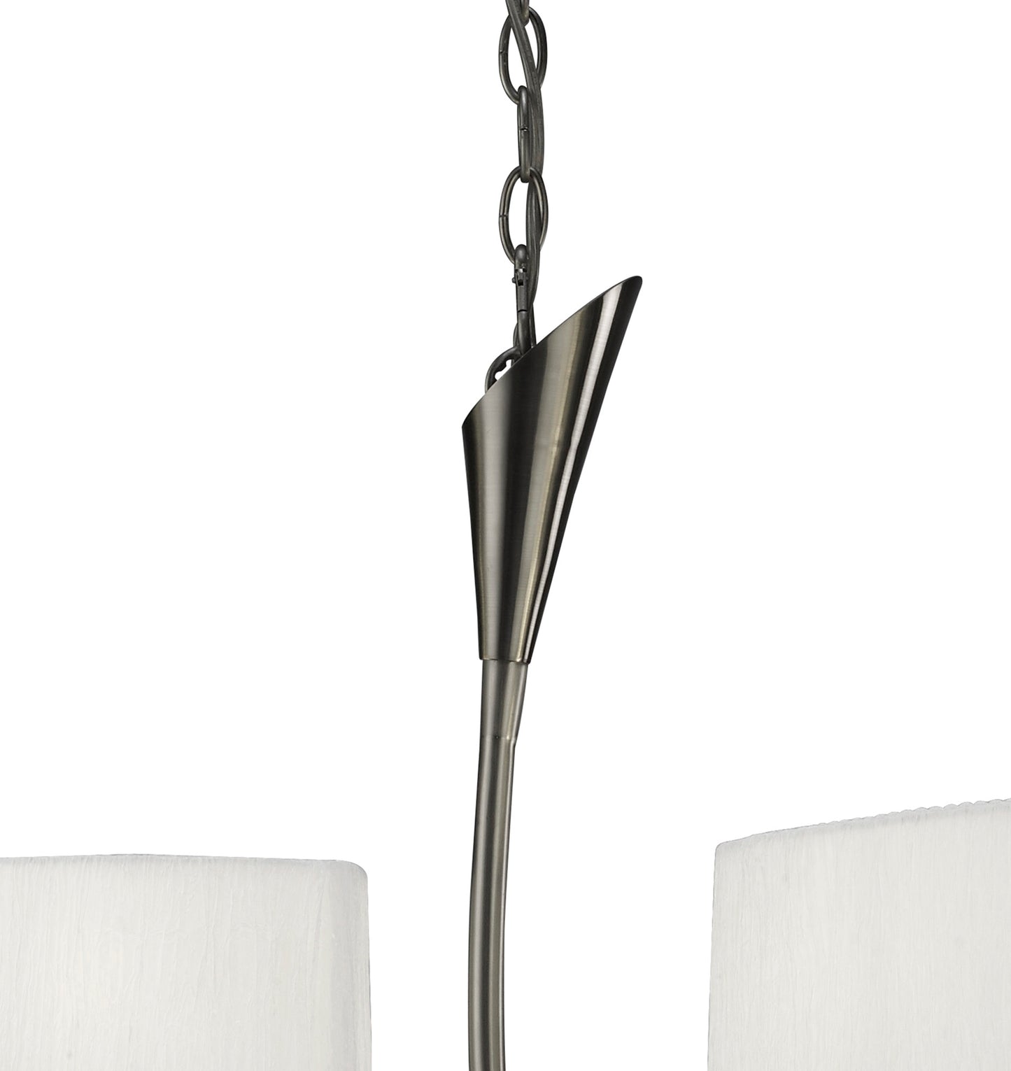 Lua Linear Pendant 2 Arm 4 Light E27, Satin Nickel With White Shades by Mantra