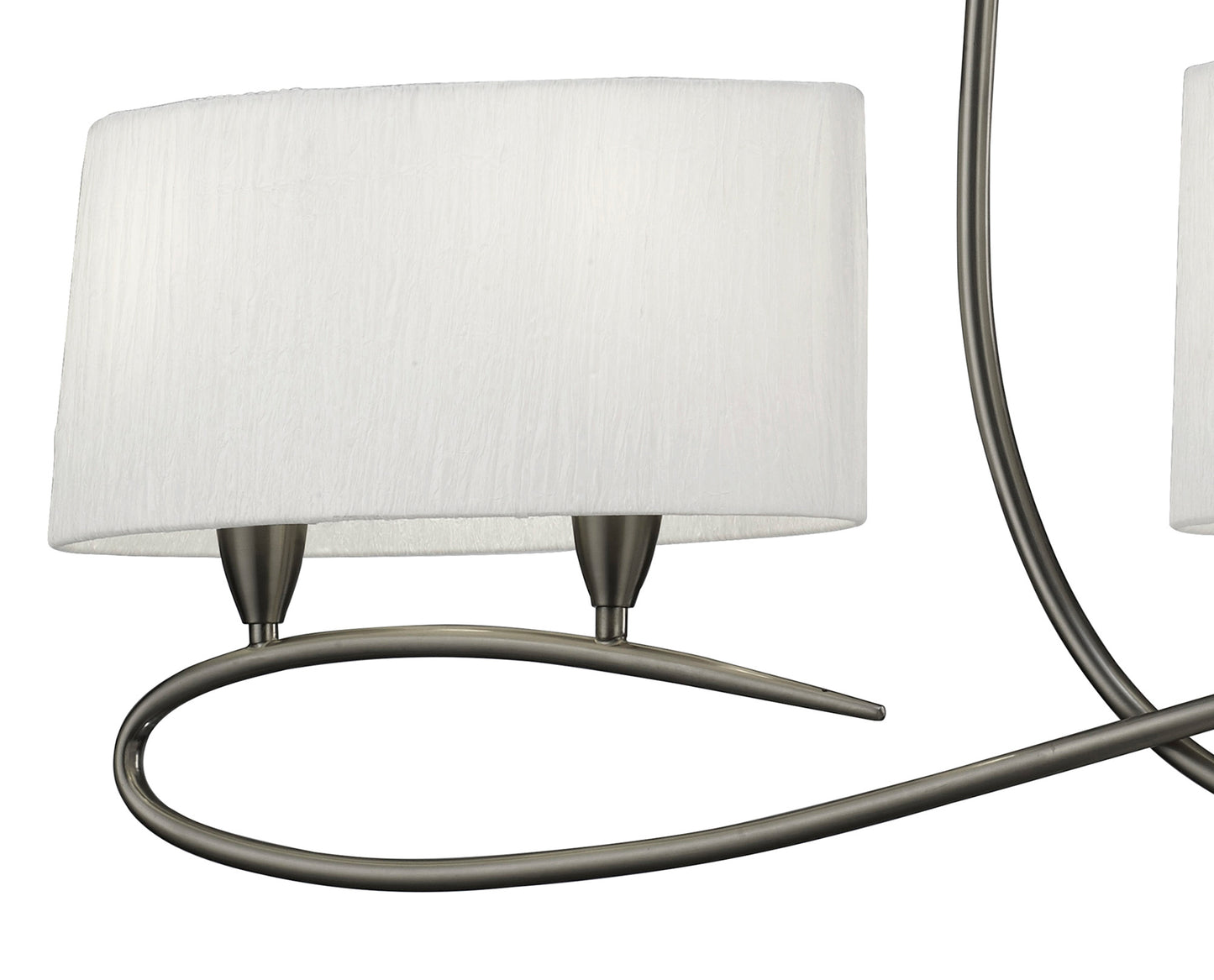 Lua Linear Pendant 2 Arm 4 Light E27, Satin Nickel With White Shades by Mantra