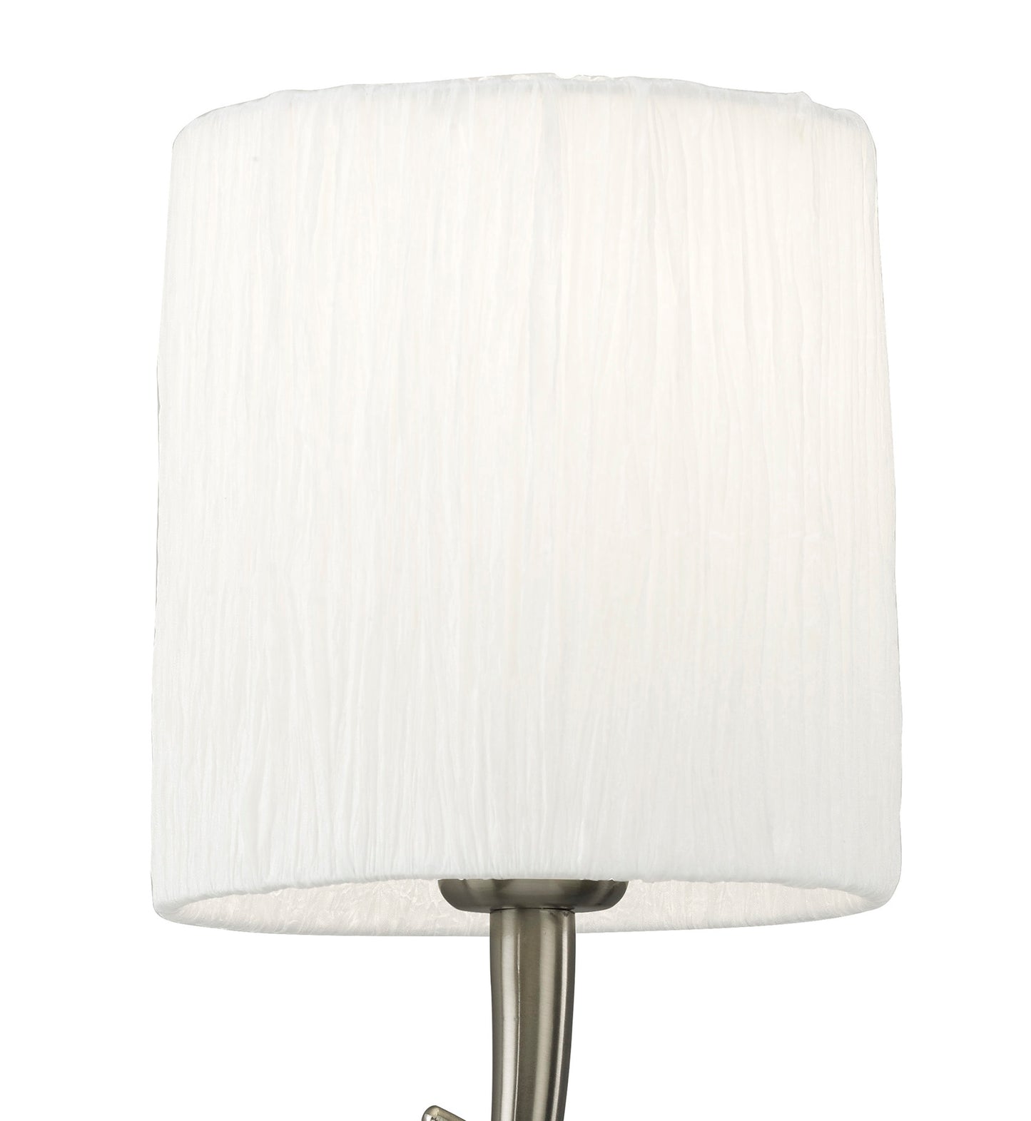 Lua Wall Lamp Switched 1 Light E27, Satin Nickel With White Shade by Mantra