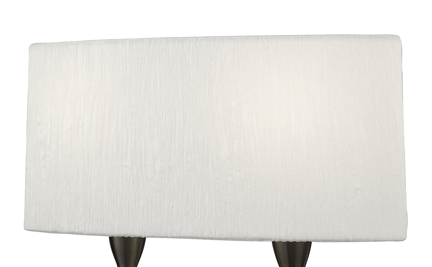 Lua Table Lamp 2 Light E27, Satin Nickel With White Shade by Mantra