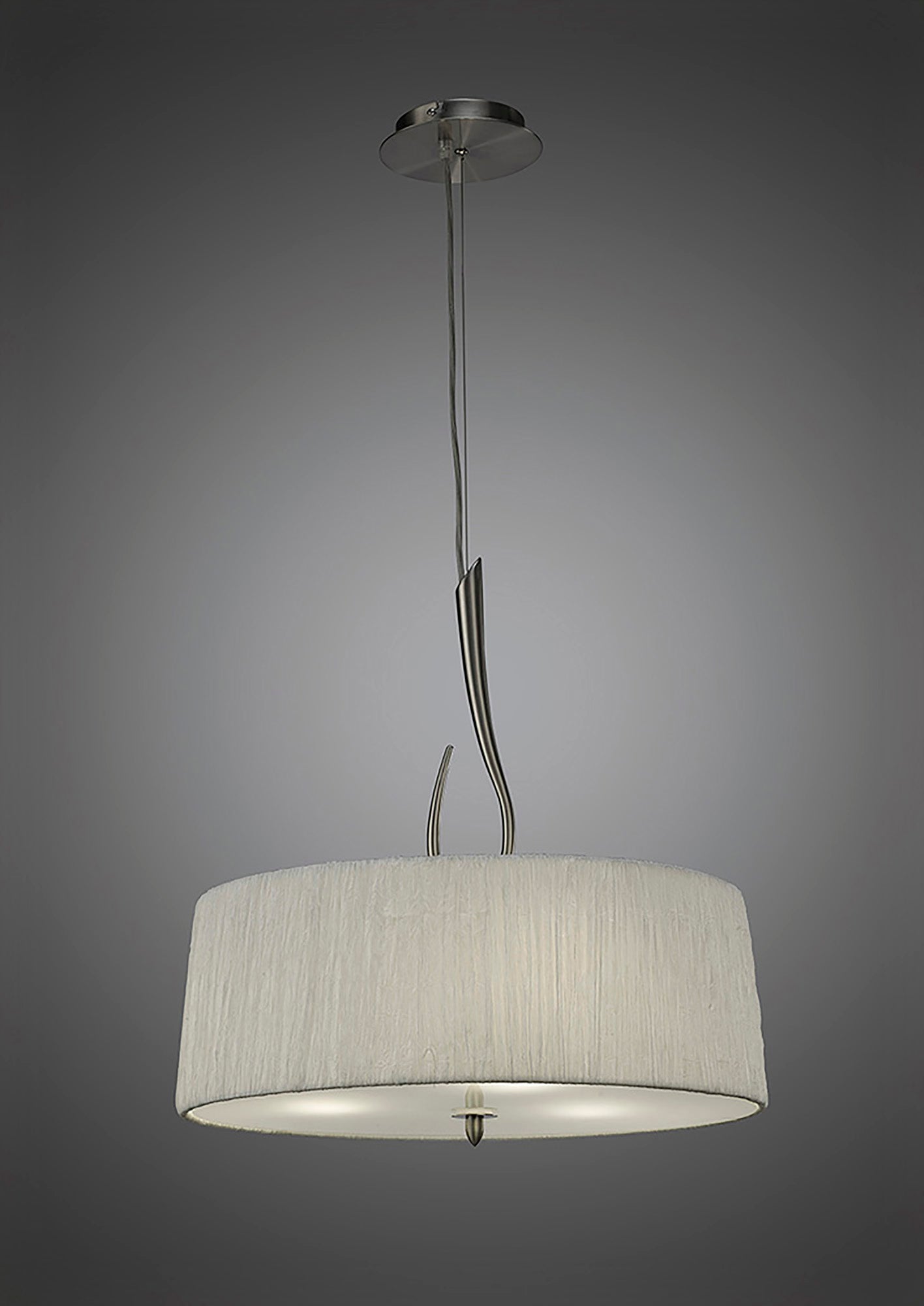 Lua Single Pendant 3 Light E27, Satin Nickel With White Shade by Mantra