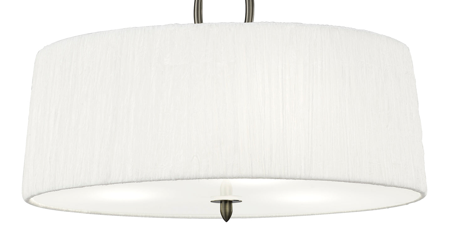 Lua Single Pendant 3 Light E27, Satin Nickel With White Shade by Mantra