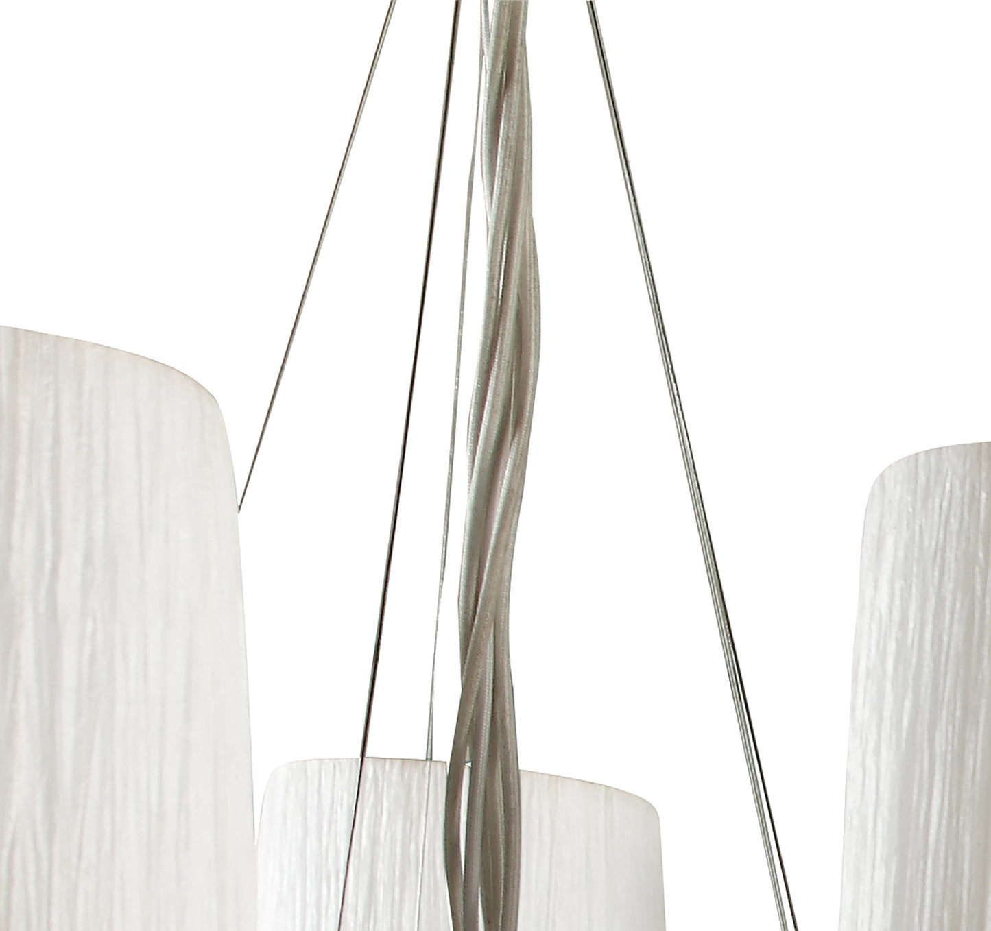 Lucca Pendant 5 Light E27, Polished Chrome With White Shades & Clear Crystal by Mantra