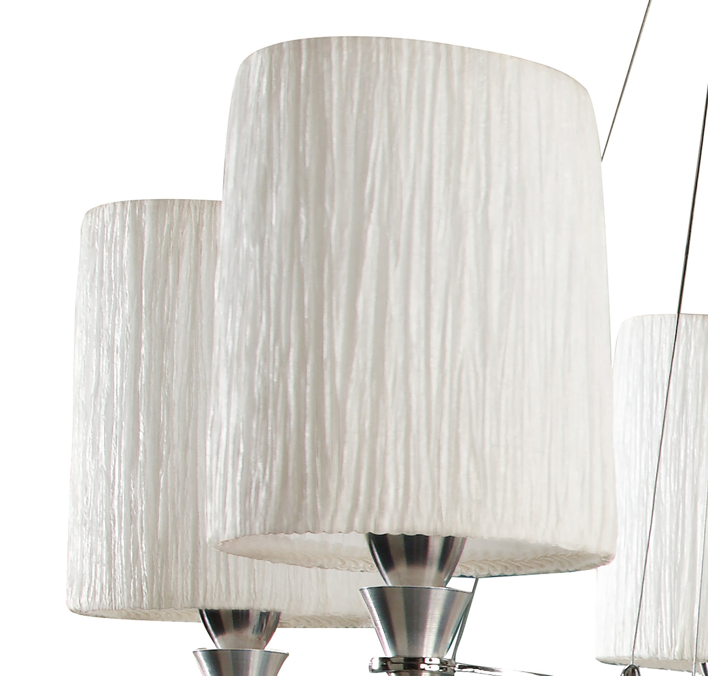 Lucca Pendant 5 Light E27, Polished Chrome With White Shades & Clear Crystal by Mantra