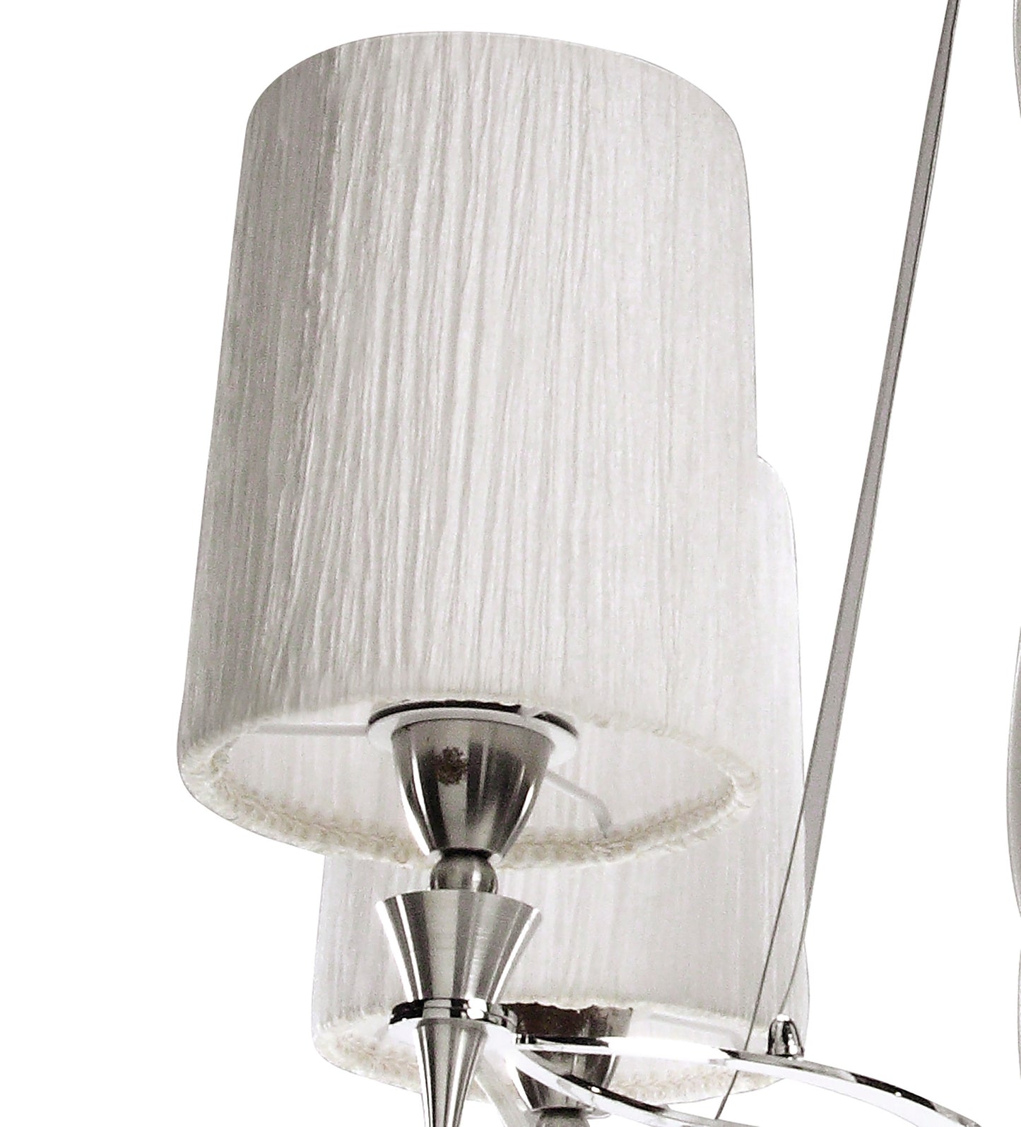 Lucca Pendant 4 Light E27, Polished Chrome With White Shades & Clear Crystal by Mantra