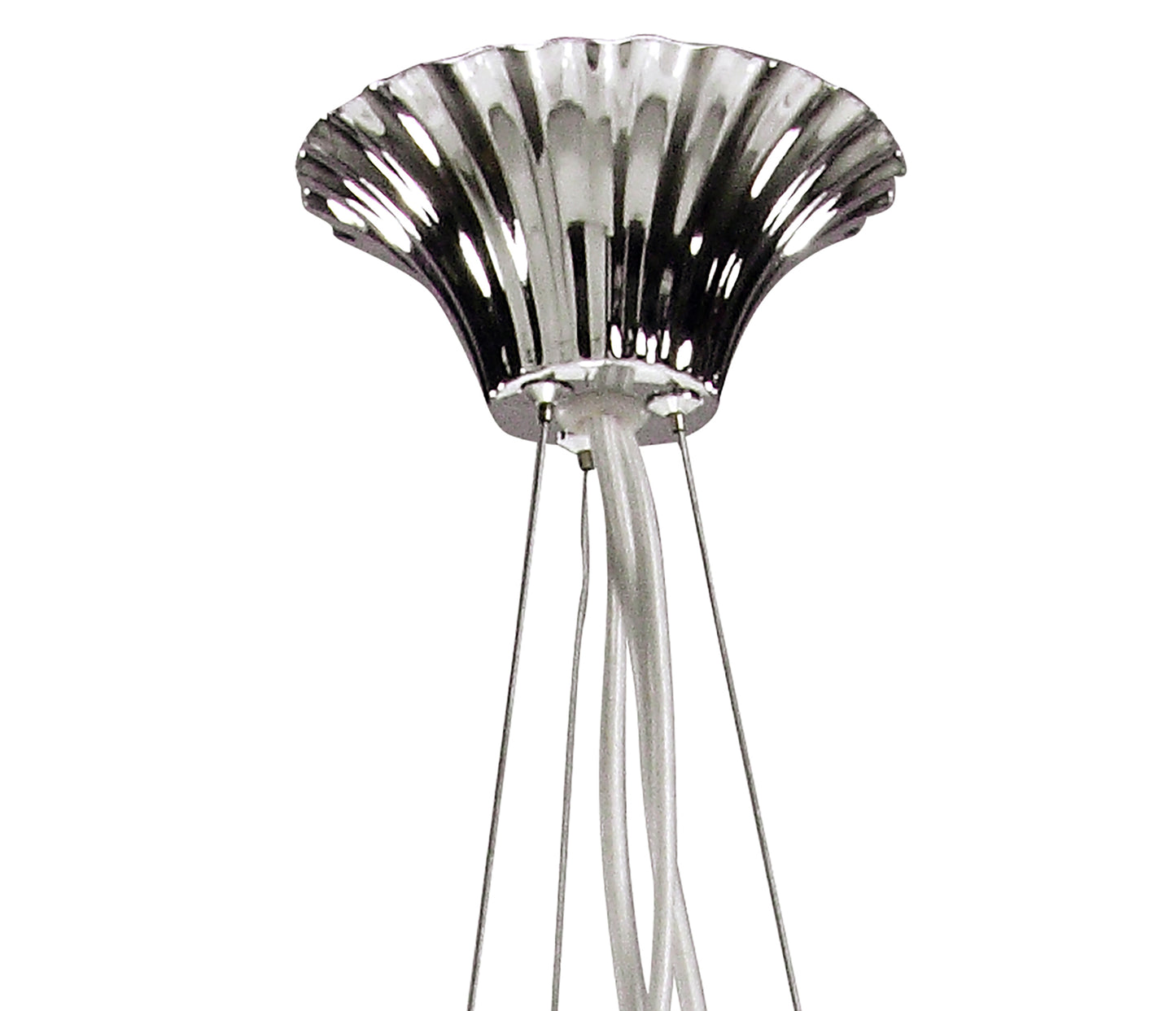 Lucca Pendant 3 Light E27, Polished Chrome With White Shades & Clear Crystal by Mantra